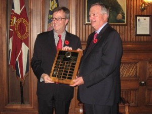 Col. (ret'd) Neil Thompson presented by Mayor Jim Watson, 2012